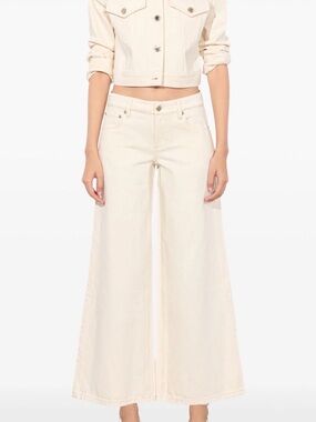Alice and Olivia amazing cropped Wide-Leg Jeans in Cream